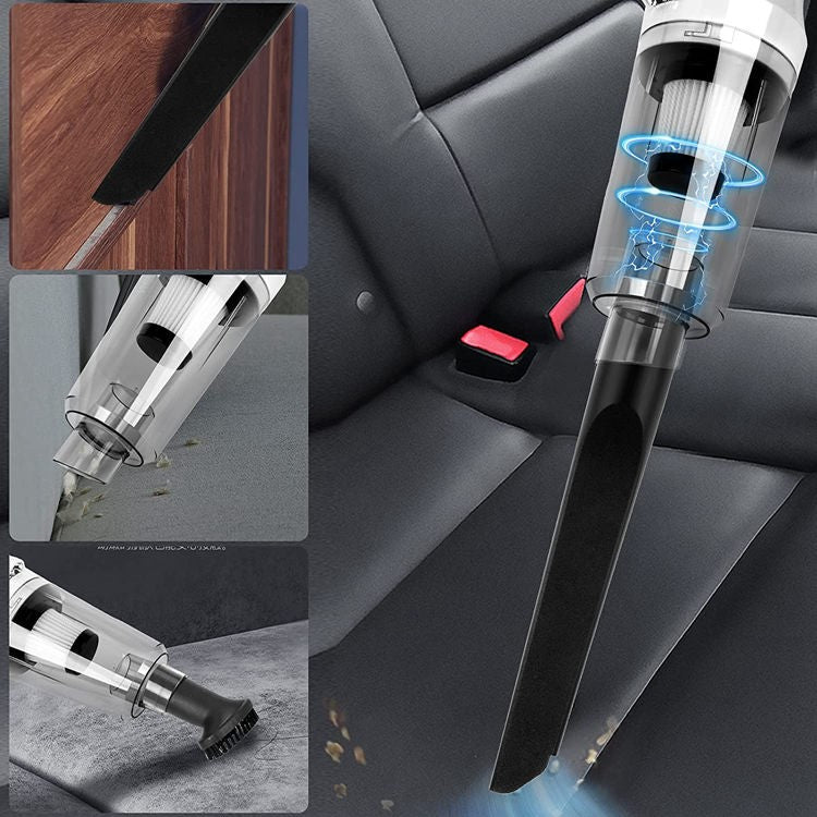 Aspirator de mana pentru Masina si Uz casnic, Fara fir, Reincarcabil, 11.1V, 0.7l, Putere 12.000 PA, Autonomie 35 minute, cu filtru HEPA, ALB