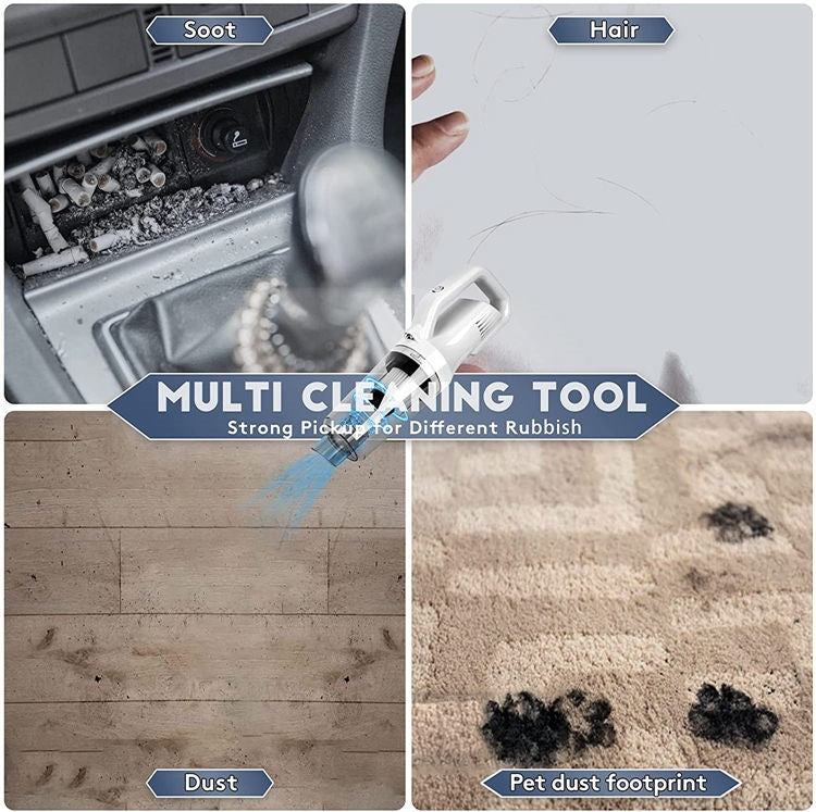 Aspirator de mana pentru Masina si Uz casnic, Fara fir, Reincarcabil, 11.1V, 0.7l, Putere 12.000 PA, Autonomie 35 minute, cu filtru HEPA, ALB