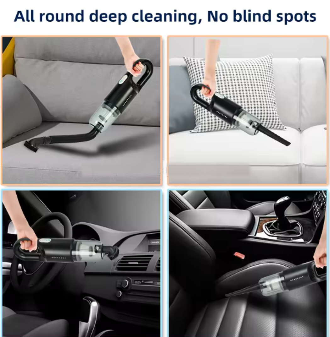 Aspirator de mana pentru Masina si Uz casnic, Fara fir, 11.1V, 0.7l, Putere 8.000 PA, Autonomie 35 minute, cu filtru HEPA