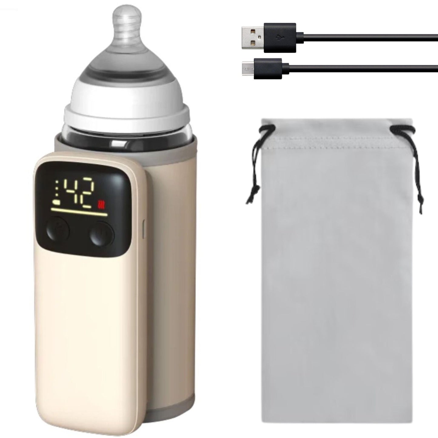 Incalzitor Biberoane Portabil SINZO® Incarcare USB, Baterie 8000mAh, Control Termic 6 Trepte, Afisaj Digital, Temperatura Constanta 24H