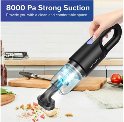 Aspirator de mana pentru Masina si Uz casnic, Fara fir,  11.1V, 0.7l, Putere 8.000 PA, Autonomie 35 minute, cu filtru HEPA