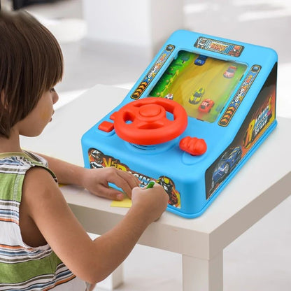 Simulator curse de masini pentru copii, cu volan si multiple functii interactive