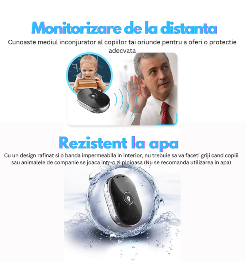 Mini GPS tracker, Dispozitiv localizare si monitorizare, cartela SIM, buton SOS, Istoric traseu