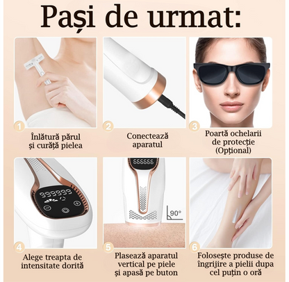 Epilator IPL, epilare definitiva fara durere, 999.999 impulsuri, 5 trepte de intensitate